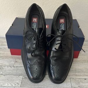 Chaps Black Leather Wingtip Shoes Size 11 NWT